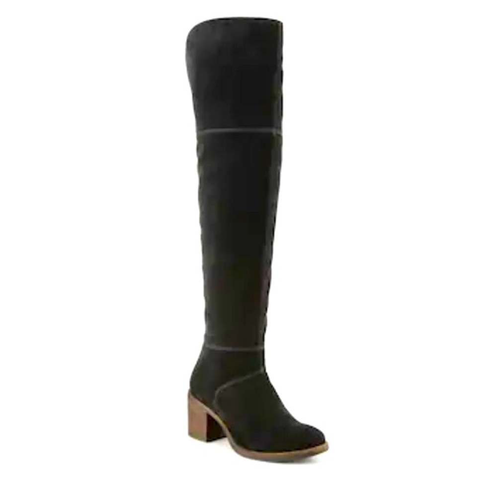 Lucky Brand Ramsden over the knee black suede boots womens size 8.5